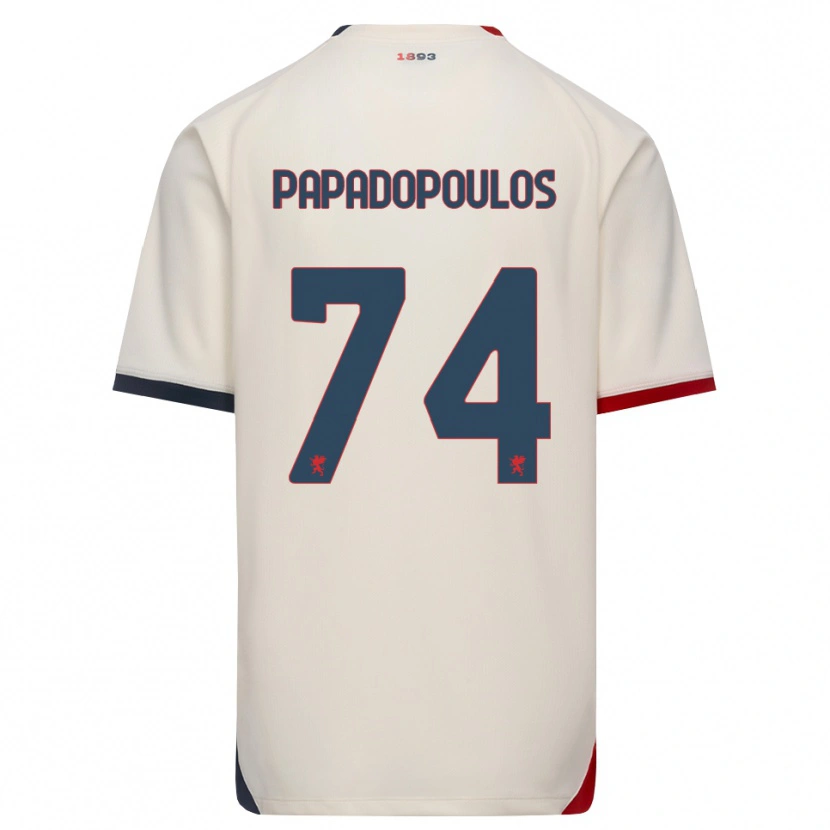 Danxen Bambino Maglia Christos Papadopoulos #74 Bianco Avorio Rosso Kit Gara Away 2026/27 Maglietta