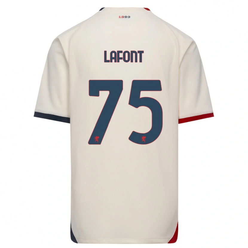 Danxen Bambino Maglia Gaël Lafont #75 Bianco Avorio Rosso Kit Gara Away 2026/27 Maglietta