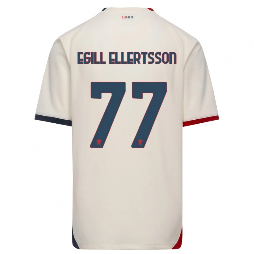 Danxen Bambino Maglia Mikael Egill Ellertsson #77 Bianco Avorio Rosso Kit Gara Away 2026/27 Maglietta