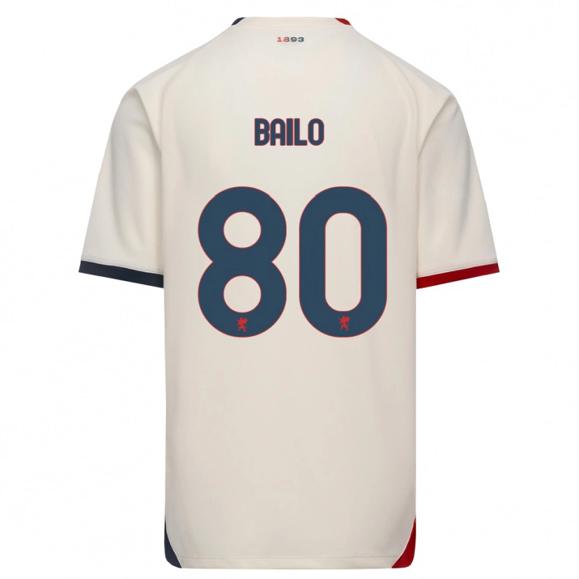 Danxen Bambino Maglia Giorgio Bailo #80 Bianco Avorio Rosso Kit Gara Away 2026/27 Maglietta