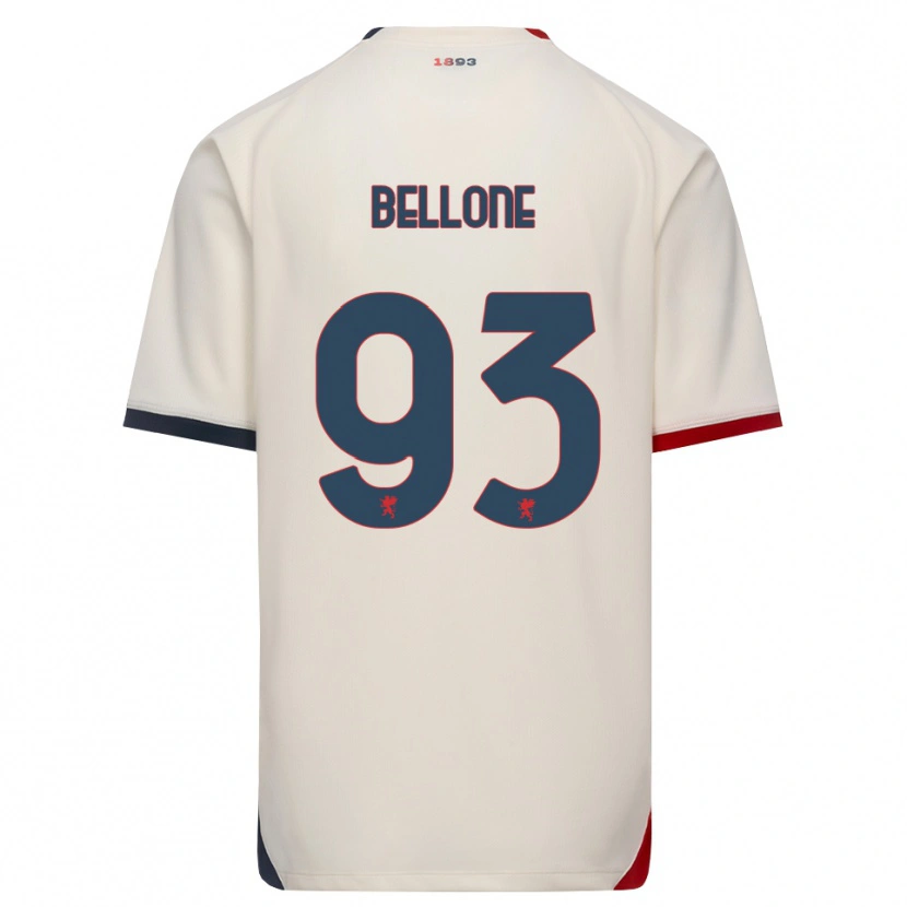 Danxen Bambino Maglia Francesco Bellone #93 Bianco Avorio Rosso Kit Gara Away 2026/27 Maglietta