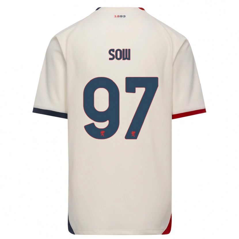 Danxen Bambino Maglia Djibril Sow #97 Bianco Avorio Rosso Kit Gara Away 2026/27 Maglietta