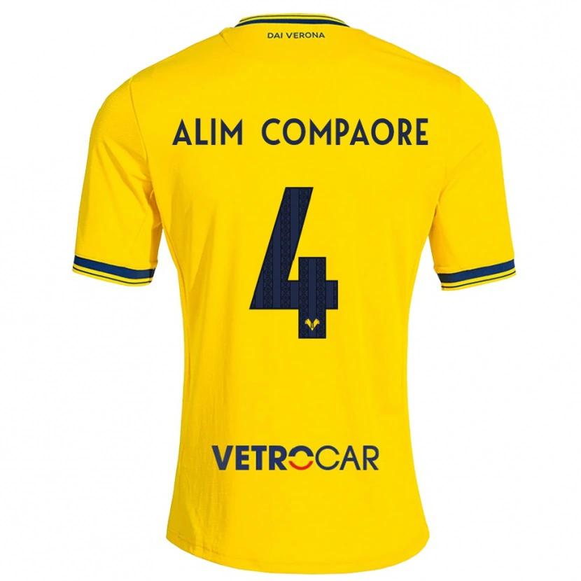 Danxen Bambino Maglia Abdul Alim Compaore #4 Giallo Rosso Kit Gara Away 2026/27 Maglietta