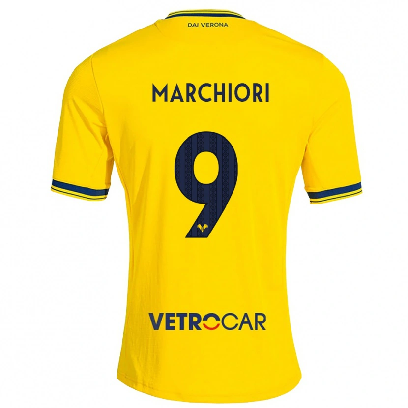 Danxen Bambino Maglia Giorgia Marchiori #9 Giallo Rosso Kit Gara Away 2026/27 Maglietta
