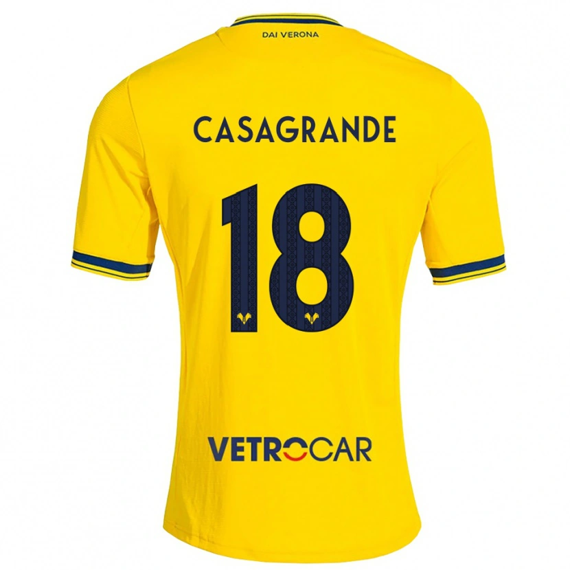 Danxen Bambino Maglia Davide Casagrande #18 Giallo Rosso Kit Gara Away 2026/27 Maglietta