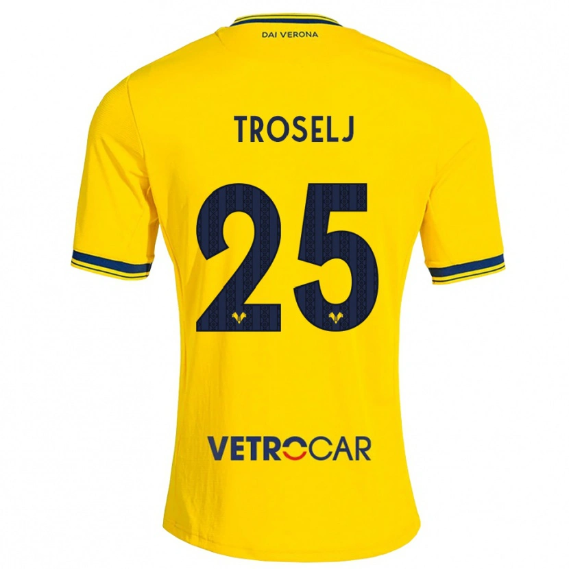 Danxen Bambino Maglia Ethan Troselj #25 Giallo Rosso Kit Gara Away 2026/27 Maglietta