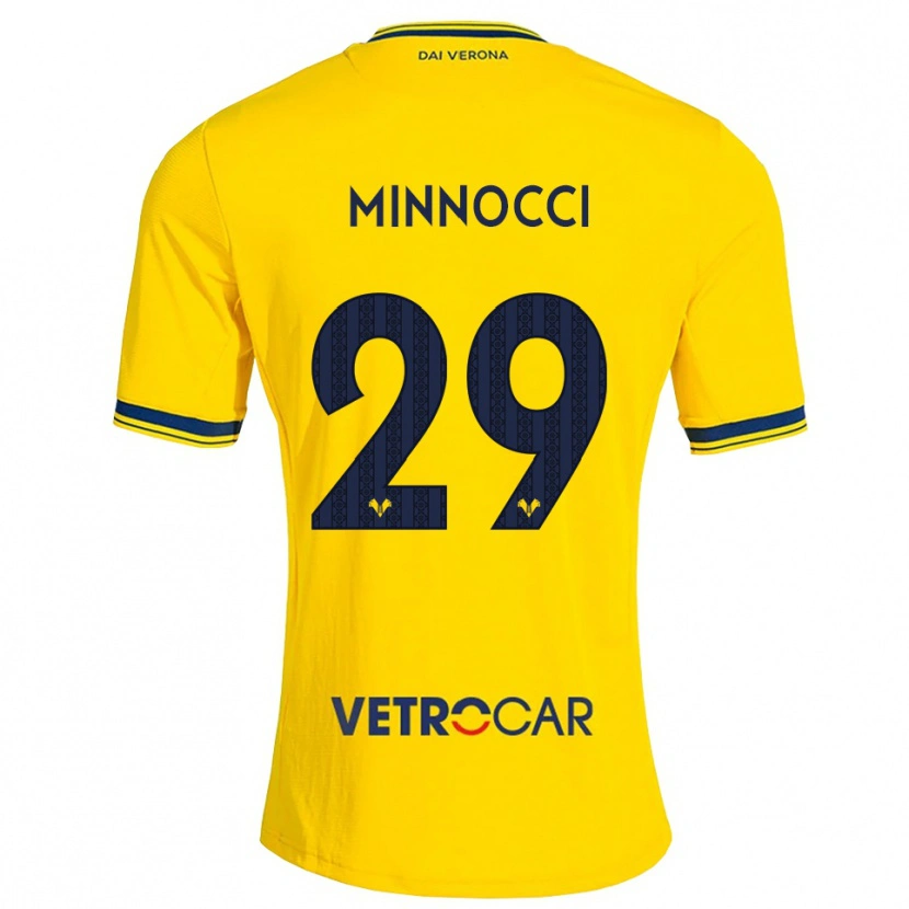Danxen Bambino Maglia Valerio Minnocci #29 Giallo Rosso Kit Gara Away 2026/27 Maglietta