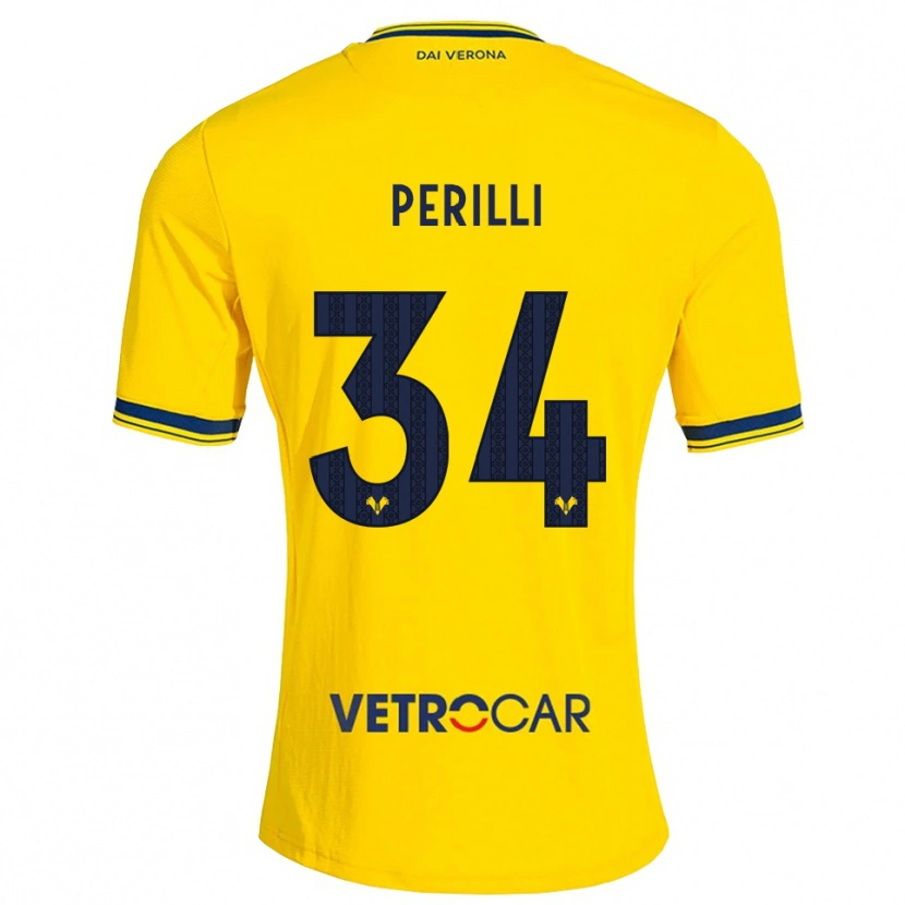 Danxen Bambino Maglia Simone Perilli #34 Giallo Rosso Kit Gara Away 2026/27 Maglietta