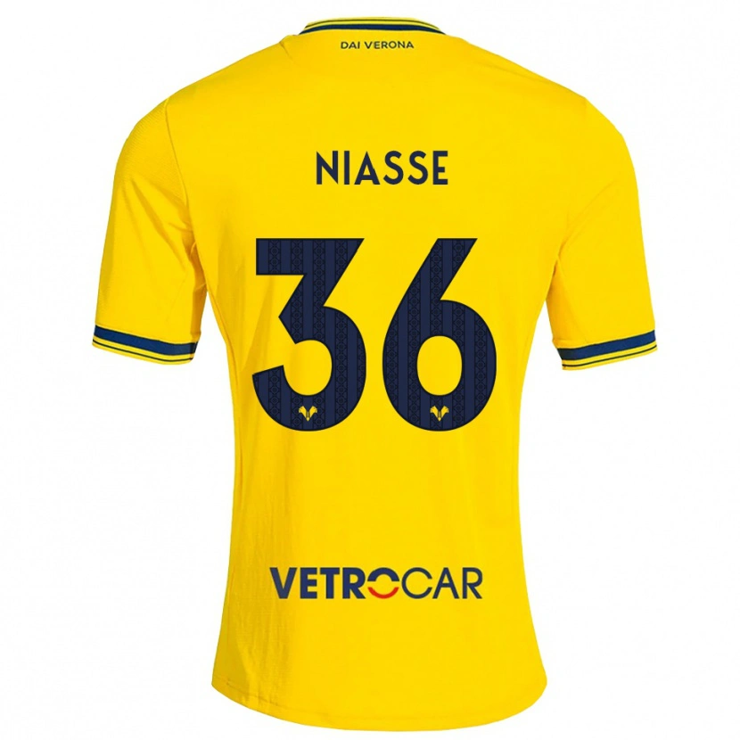 Danxen Bambino Maglia Cheikh Niasse #36 Giallo Rosso Kit Gara Away 2026/27 Maglietta
