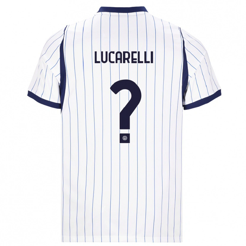 Danxen Bambino Maglia Diego Lucarelli #0 Bianco Blu Navy Kit Gara Away 2026/27 Maglietta