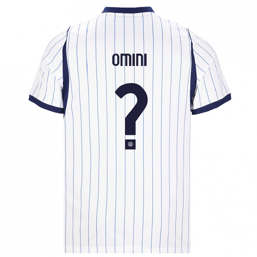 Danxen Bambino Maglia Pietro Omini #0 Bianco Blu Navy Kit Gara Away 2026/27 Maglietta