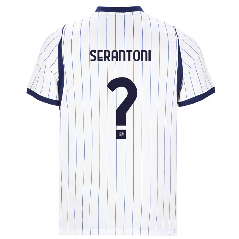 Danxen Bambino Maglia Filippo Serantoni #0 Bianco Blu Navy Kit Gara Away 2026/27 Maglietta