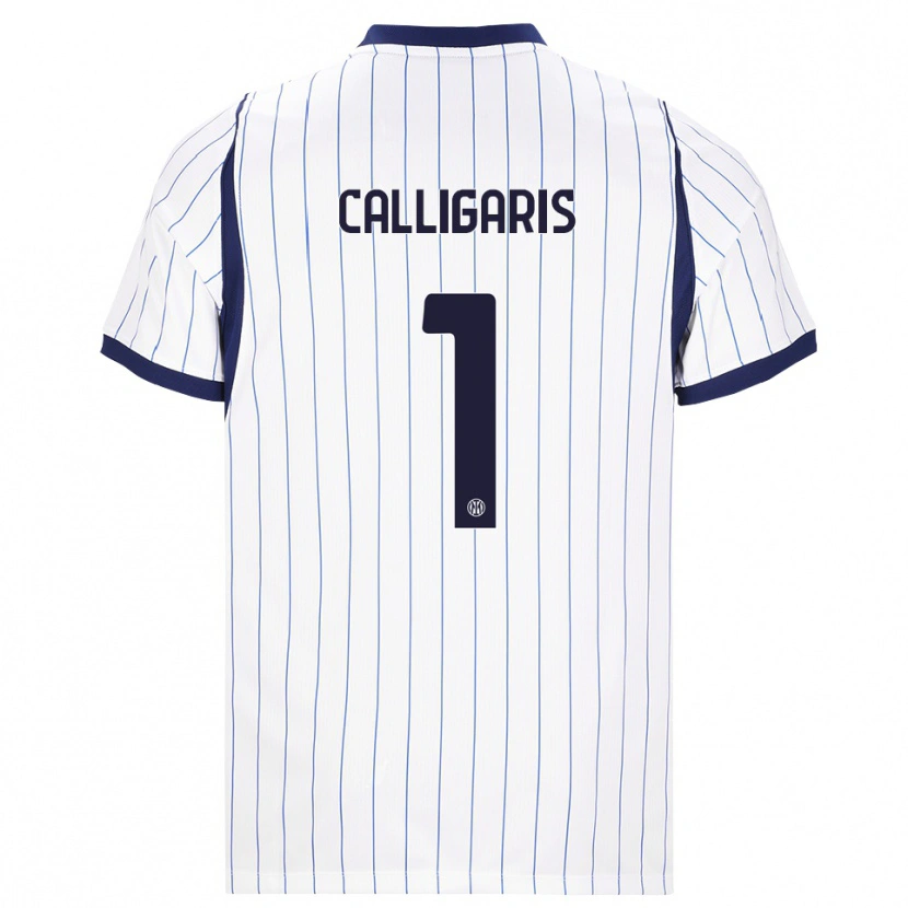 Danxen Bambino Maglia Alessandro Calligaris #1 Bianco Blu Navy Kit Gara Away 2026/27 Maglietta