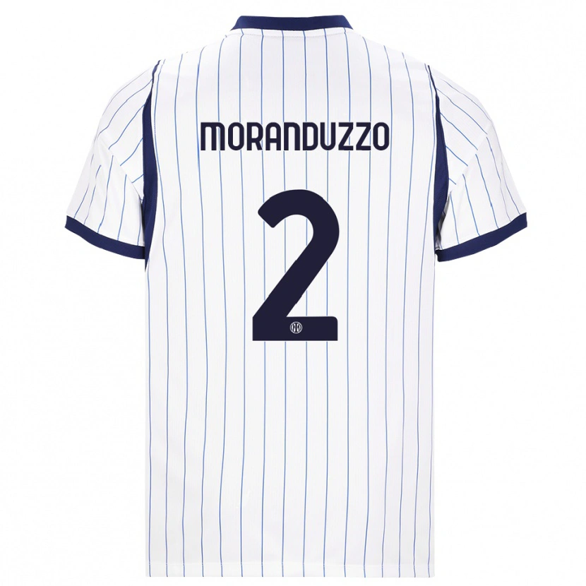 Danxen Bambino Maglia Nicolo Moranduzzo #2 Bianco Blu Navy Kit Gara Away 2026/27 Maglietta