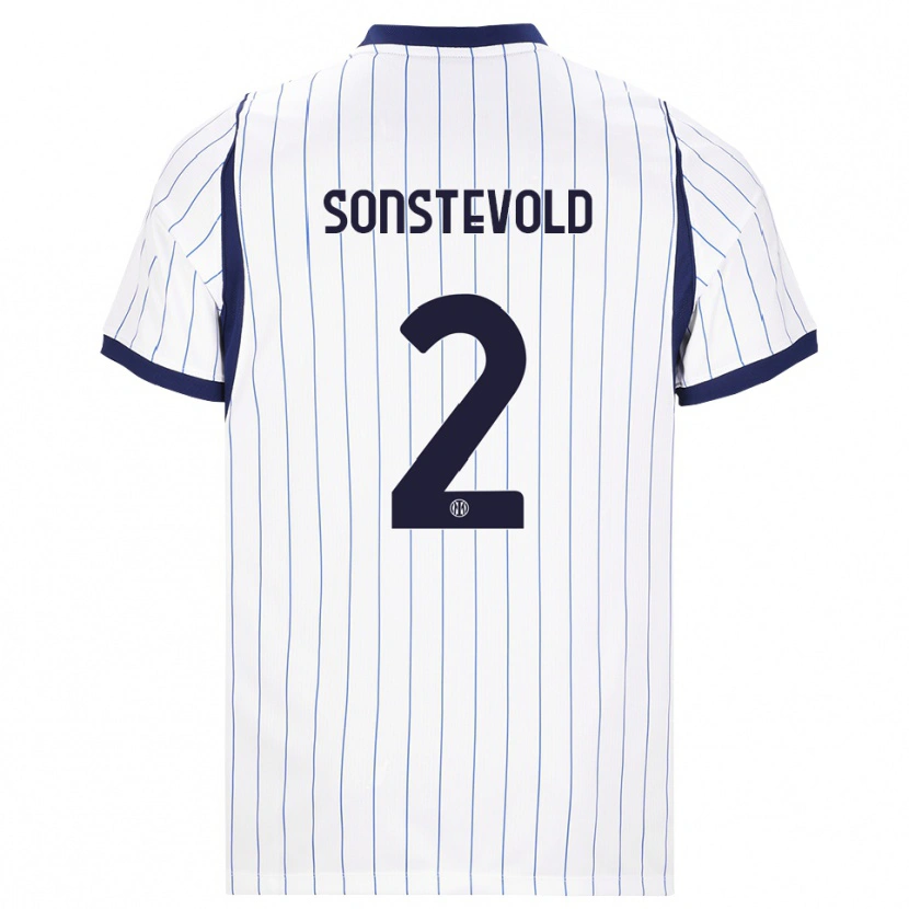 Danxen Bambino Maglia Anja Sonstevold #2 Bianco Blu Navy Kit Gara Away 2026/27 Maglietta