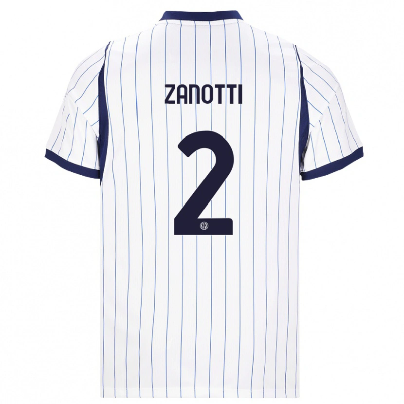 Danxen Bambino Maglia Mattia Zanotti #2 Bianco Blu Navy Kit Gara Away 2026/27 Maglietta