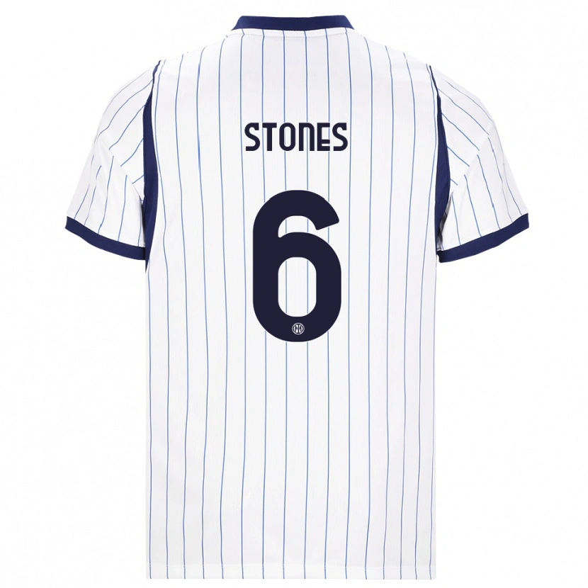 Danxen Bambino Maglia John Stones #6 Bianco Blu Navy Kit Gara Away 2026/27 Maglietta
