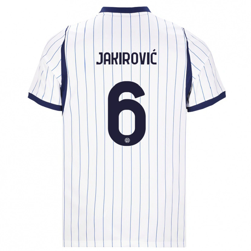 Danxen Bambino Maglia Leon Jakirović #6 Bianco Blu Navy Kit Gara Away 2026/27 Maglietta