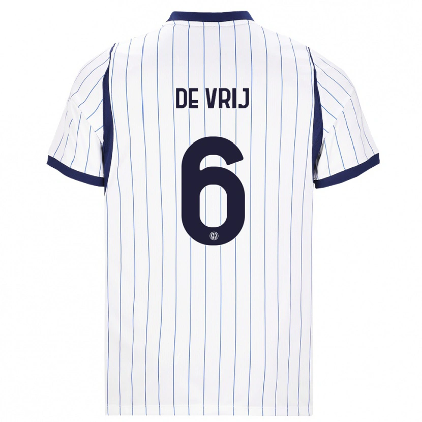 Danxen Bambino Maglia Stefan De Vrij #6 Bianco Blu Navy Kit Gara Away 2026/27 Maglietta