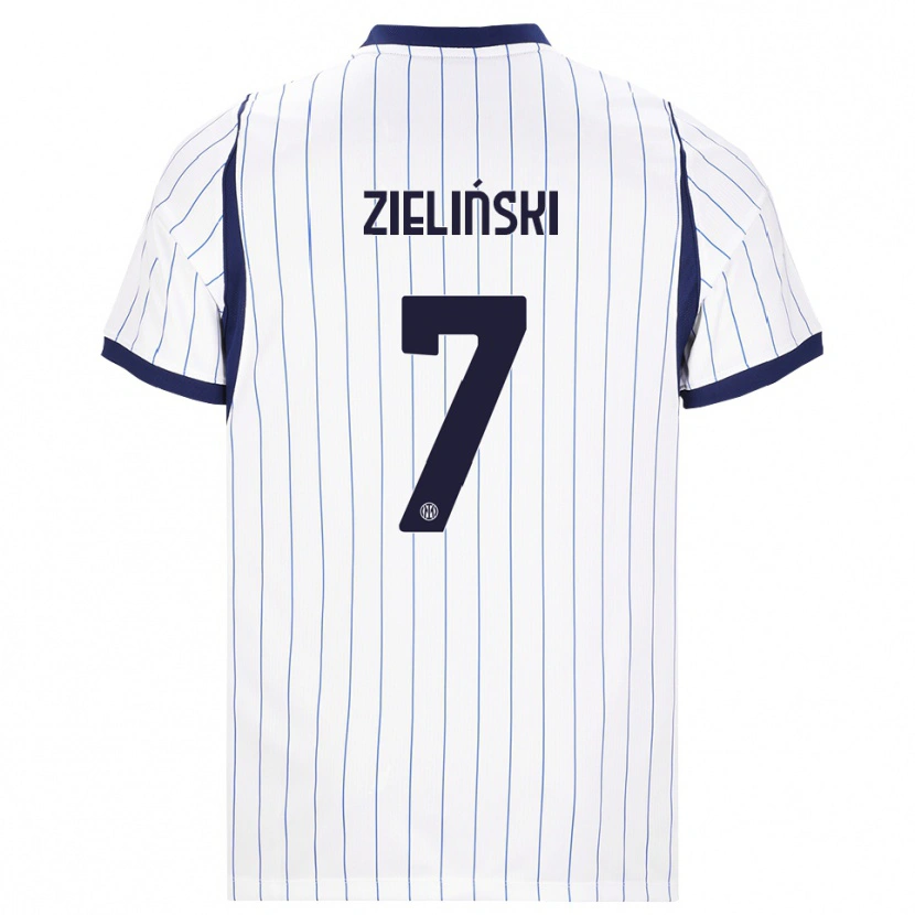 Danxen Bambino Maglia Piotr Zielinski #7 Bianco Blu Navy Kit Gara Away 2026/27 Maglietta