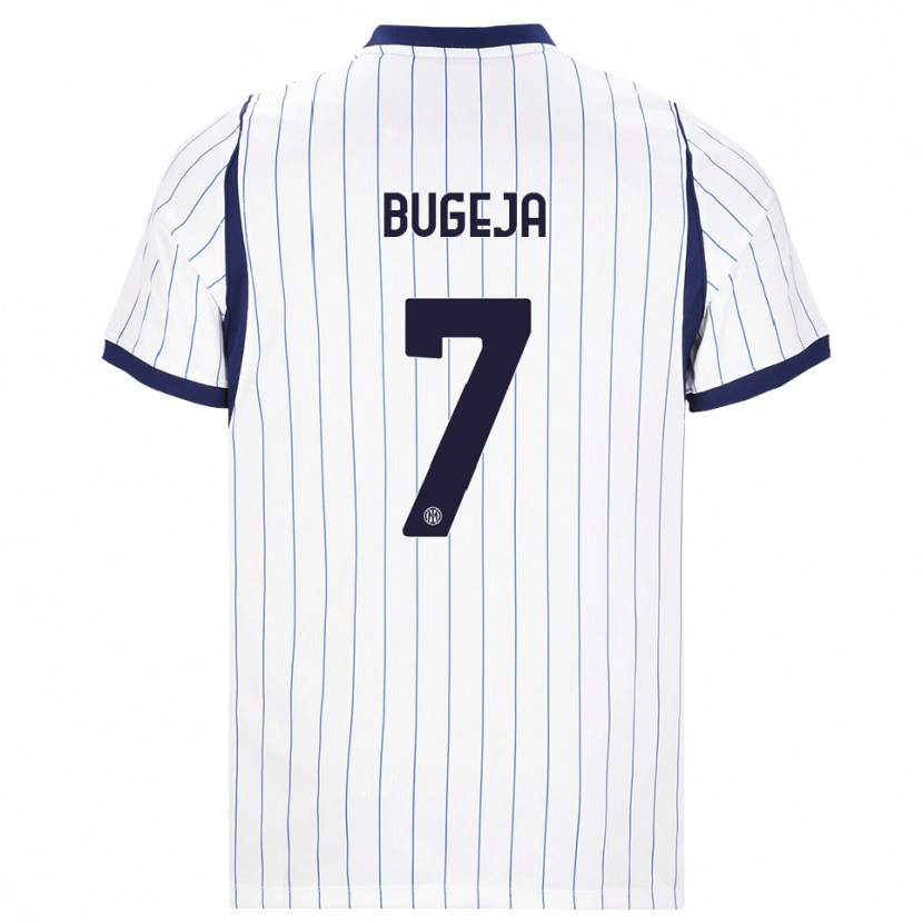 Danxen Bambino Maglia Haley Bugeja #7 Bianco Blu Navy Kit Gara Away 2026/27 Maglietta
