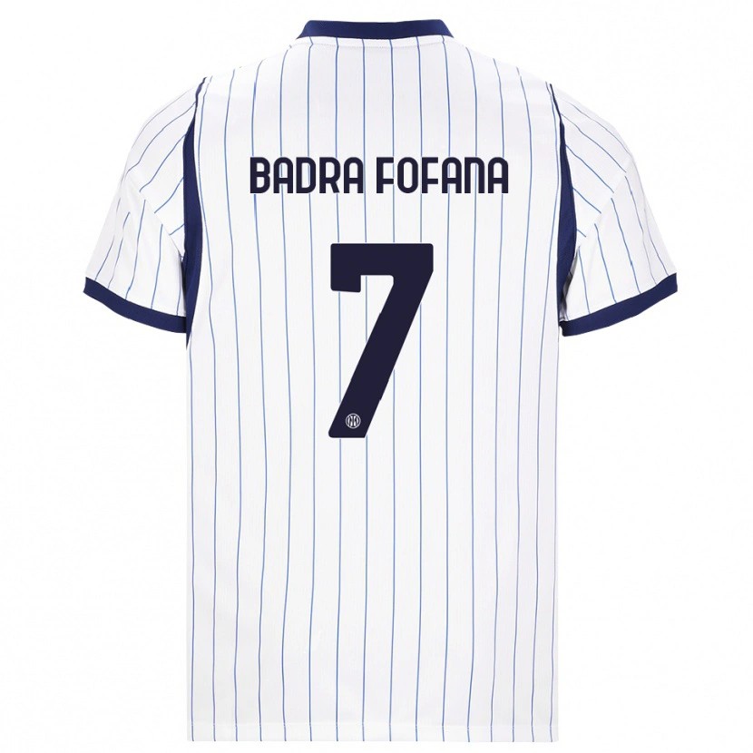 Danxen Bambino Maglia Aliou Badra Fofana #7 Bianco Blu Navy Kit Gara Away 2026/27 Maglietta