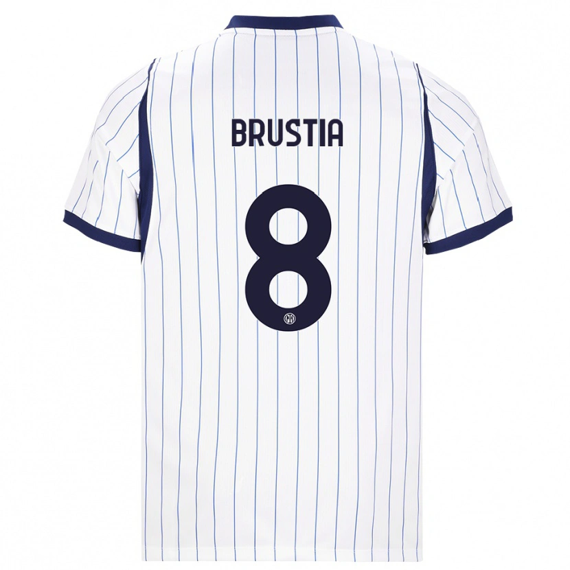 Danxen Bambino Maglia Martina Brustia #8 Bianco Blu Navy Kit Gara Away 2026/27 Maglietta