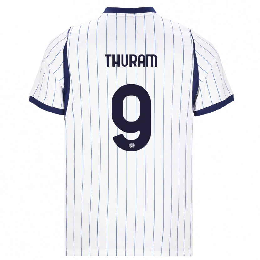 Danxen Bambino Maglia Marcus Thuram #9 Bianco Blu Navy Kit Gara Away 2026/27 Maglietta