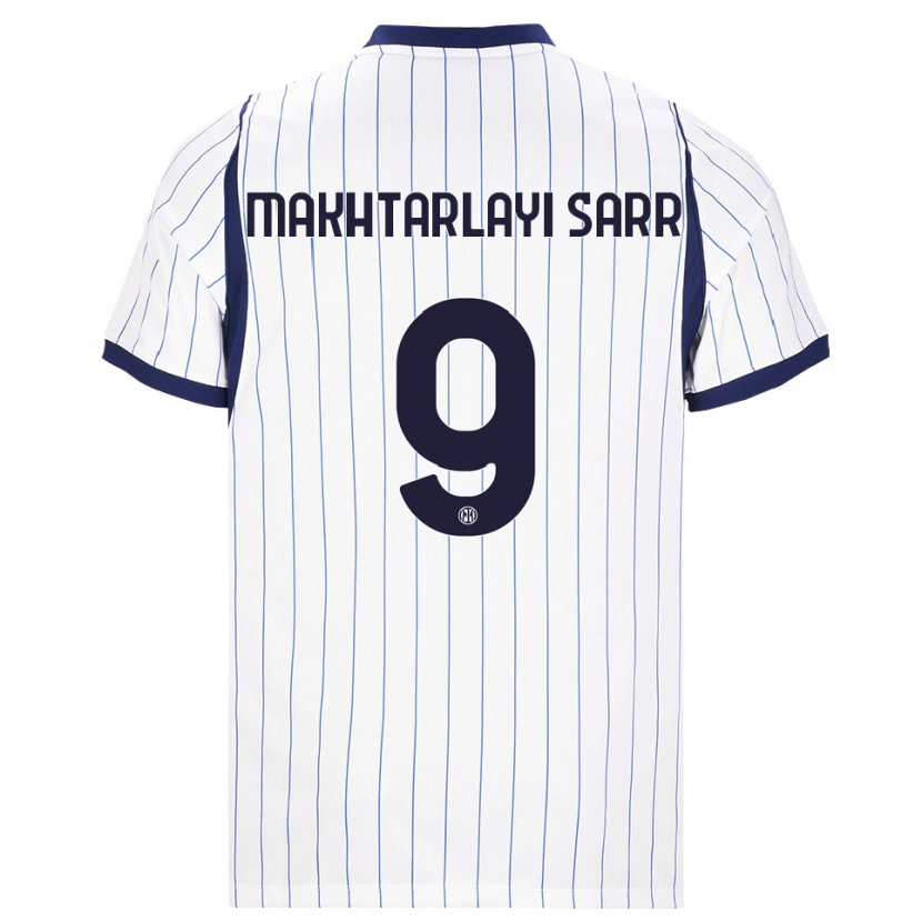Danxen Bambino Maglia Amadou Makhtarlayi Sarr #9 Bianco Blu Navy Kit Gara Away 2026/27 Maglietta