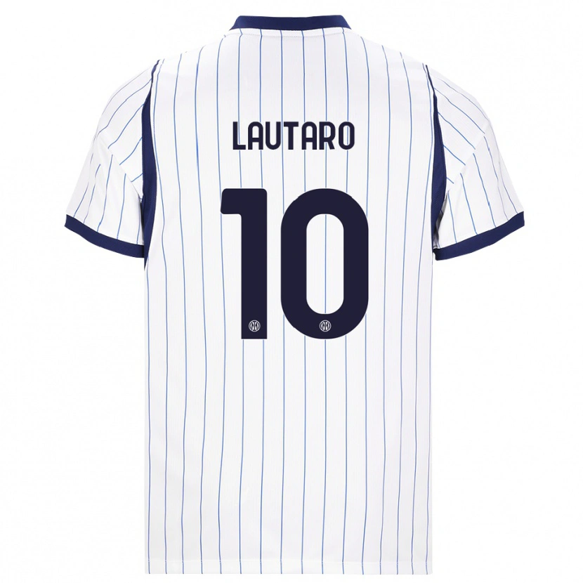 Danxen Bambino Maglia Lautaro Martínez #10 Bianco Blu Navy Kit Gara Away 2026/27 Maglietta