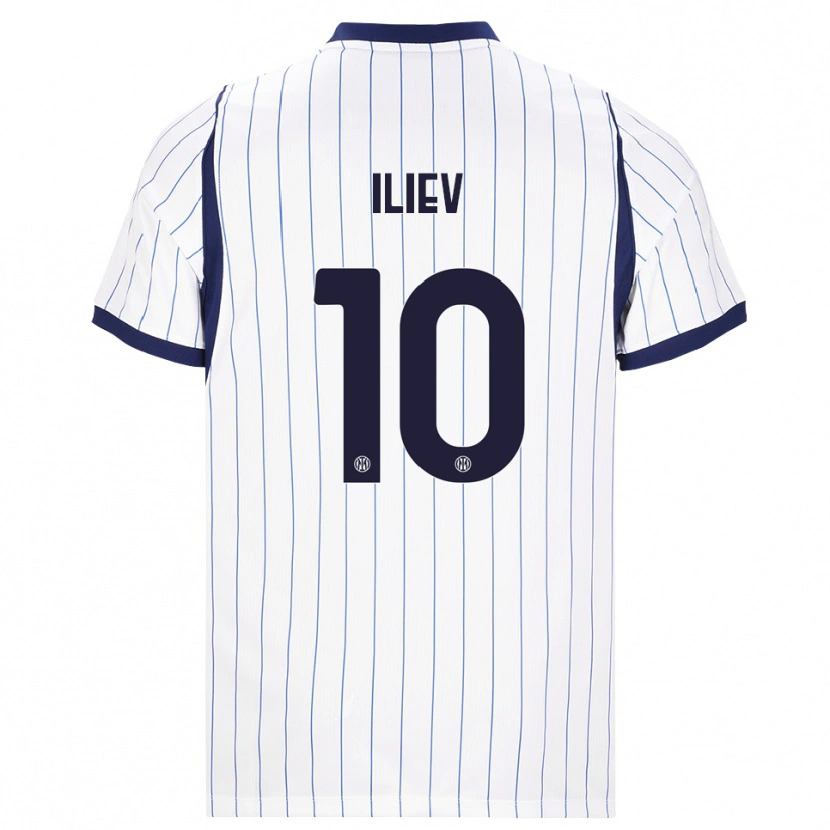 Danxen Bambino Maglia Nikola Iliev #10 Bianco Blu Navy Kit Gara Away 2026/27 Maglietta