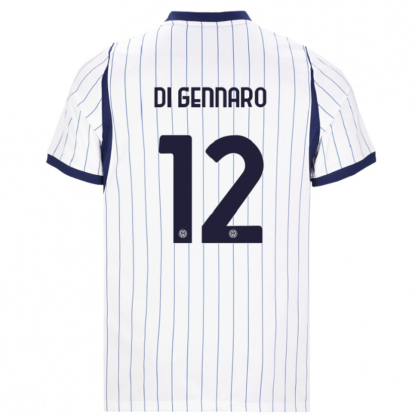 Danxen Bambino Maglia Raffaele Di Gennaro #12 Bianco Blu Navy Kit Gara Away 2026/27 Maglietta