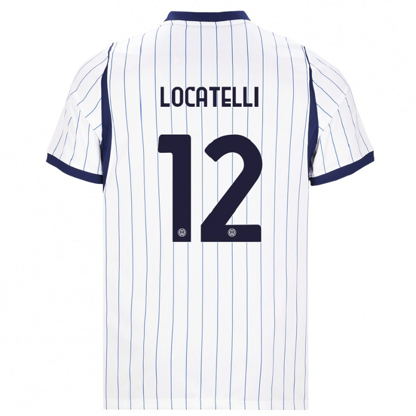 Danxen Bambino Maglia Tommaso Locatelli #12 Bianco Blu Navy Kit Gara Away 2026/27 Maglietta