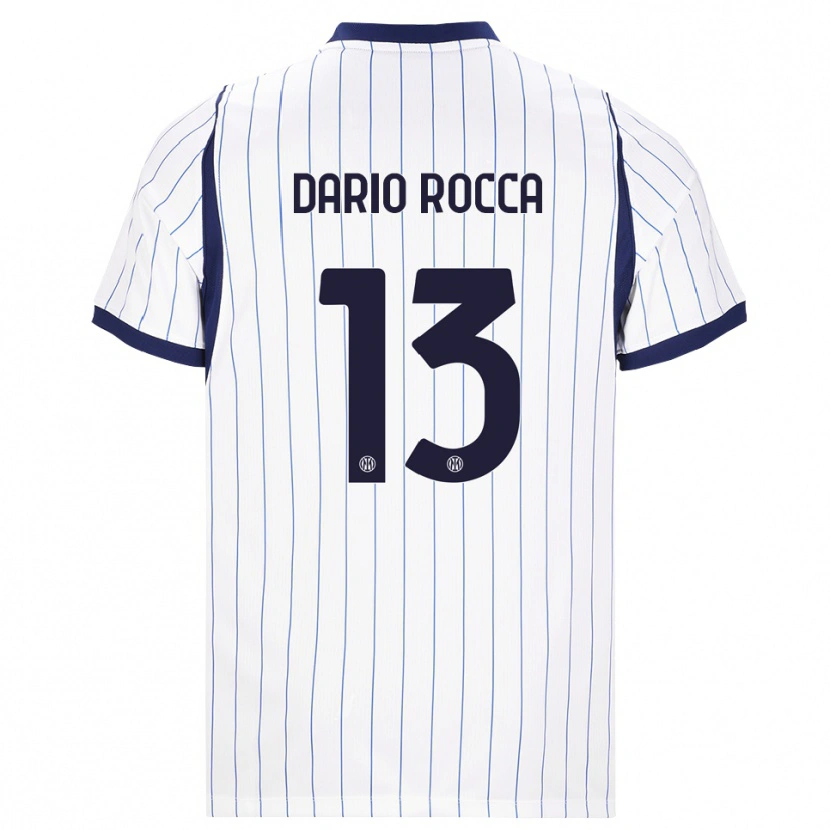 Danxen Bambino Maglia Edoardo Dario Rocca #13 Bianco Blu Navy Kit Gara Away 2026/27 Maglietta