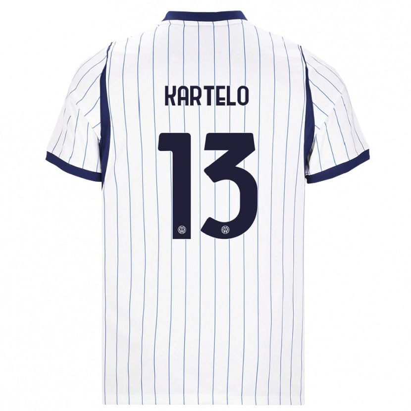 Danxen Bambino Maglia Dominik Kartelo #13 Bianco Blu Navy Kit Gara Away 2026/27 Maglietta