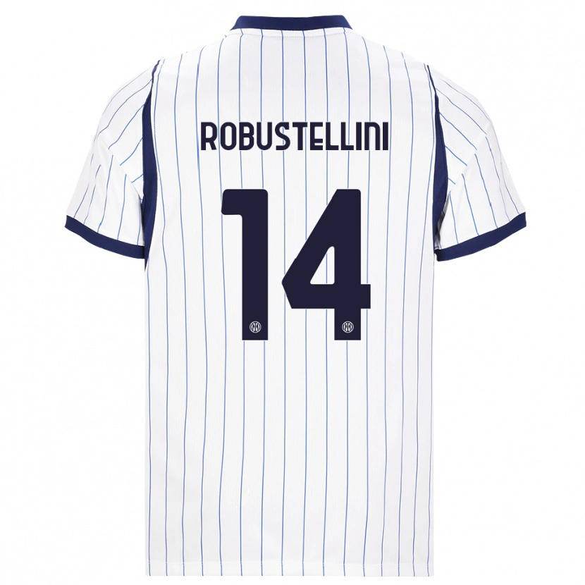 Danxen Bambino Maglia Chiara Robustellini #14 Bianco Blu Navy Kit Gara Away 2026/27 Maglietta