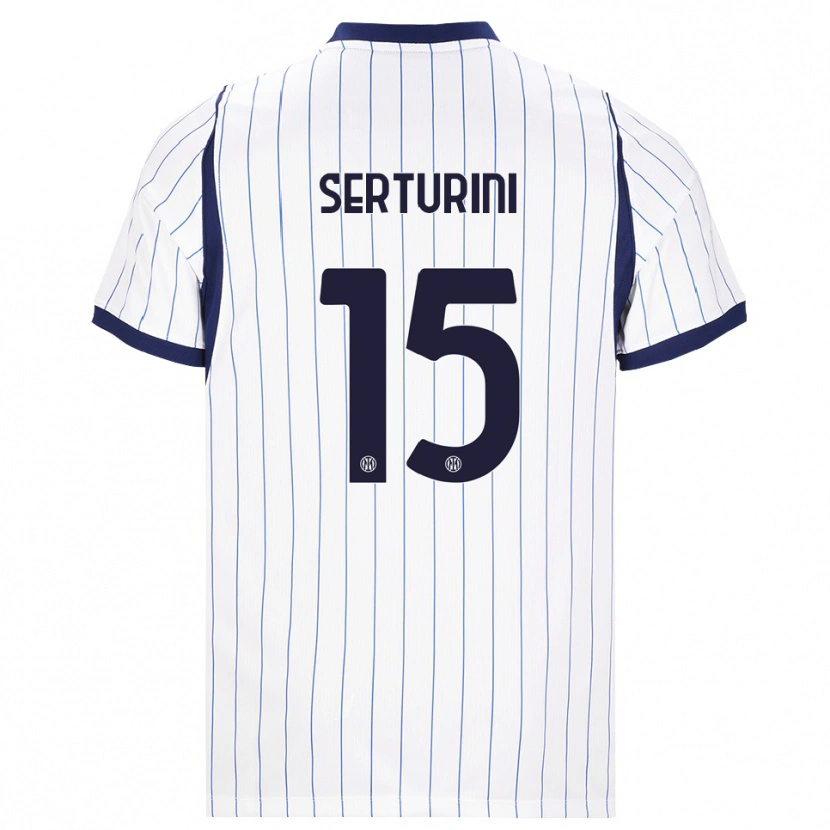 Danxen Bambino Maglia Annamaria Serturini #15 Bianco Blu Navy Kit Gara Away 2026/27 Maglietta