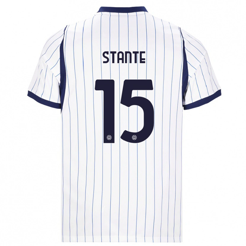 Danxen Bambino Maglia Francesco Stante #15 Bianco Blu Navy Kit Gara Away 2026/27 Maglietta