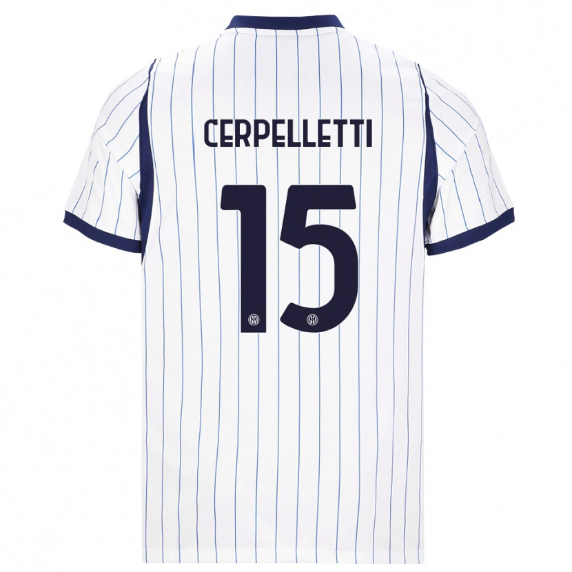 Danxen Bambino Maglia Filippo Cerpelletti #15 Bianco Blu Navy Kit Gara Away 2026/27 Maglietta