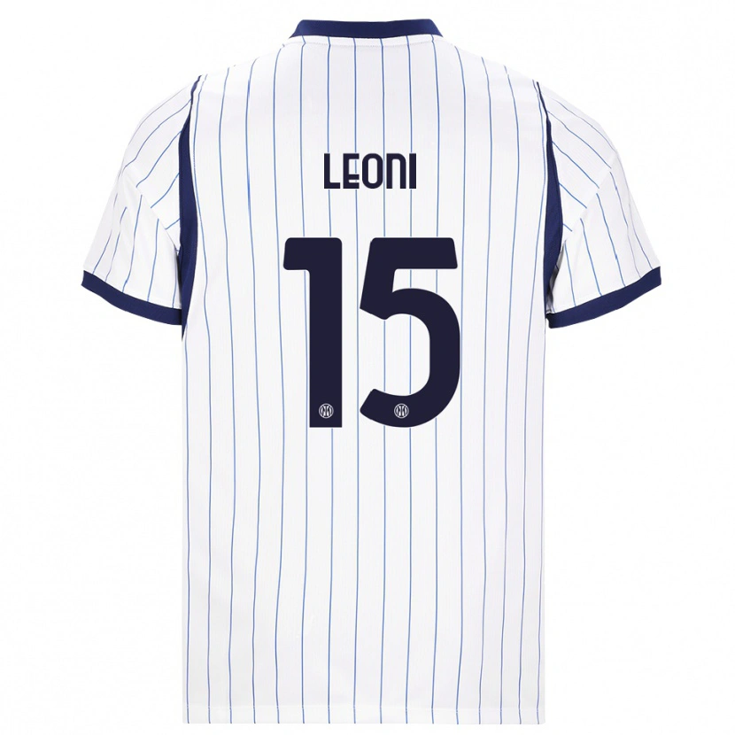 Danxen Bambino Maglia Luca Leoni #15 Bianco Blu Navy Kit Gara Away 2026/27 Maglietta