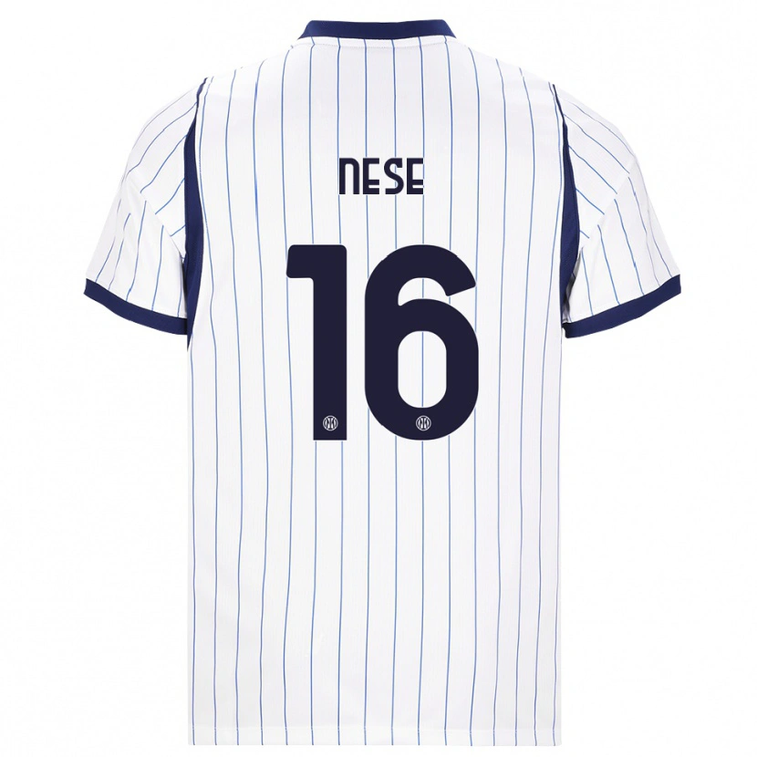 Danxen Bambino Maglia Alessio Nese #16 Bianco Blu Navy Kit Gara Away 2026/27 Maglietta