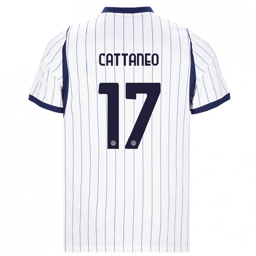 Danxen Bambino Maglia Filippo Cattaneo #17 Bianco Blu Navy Kit Gara Away 2026/27 Maglietta