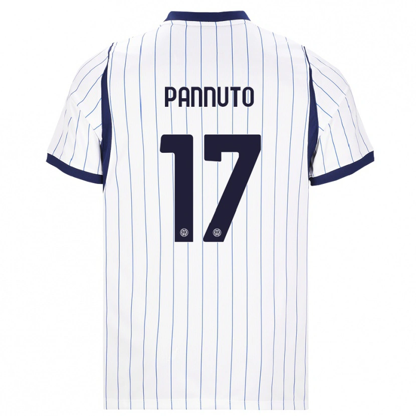 Danxen Bambino Maglia Mattia Pannuto #17 Bianco Blu Navy Kit Gara Away 2026/27 Maglietta