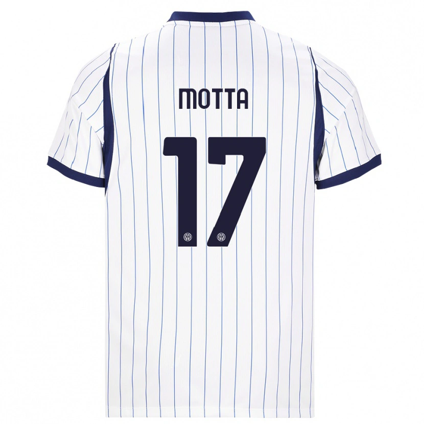 Danxen Bambino Maglia Matteo Motta #17 Bianco Blu Navy Kit Gara Away 2026/27 Maglietta
