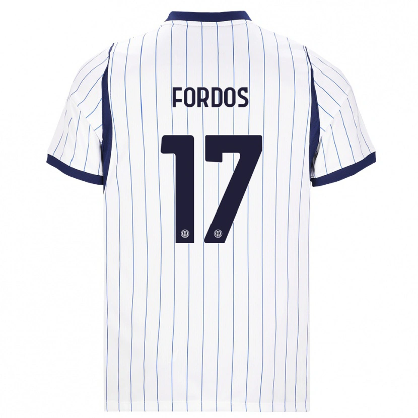 Danxen Bambino Maglia Beatrix Fördős #17 Bianco Blu Navy Kit Gara Away 2026/27 Maglietta