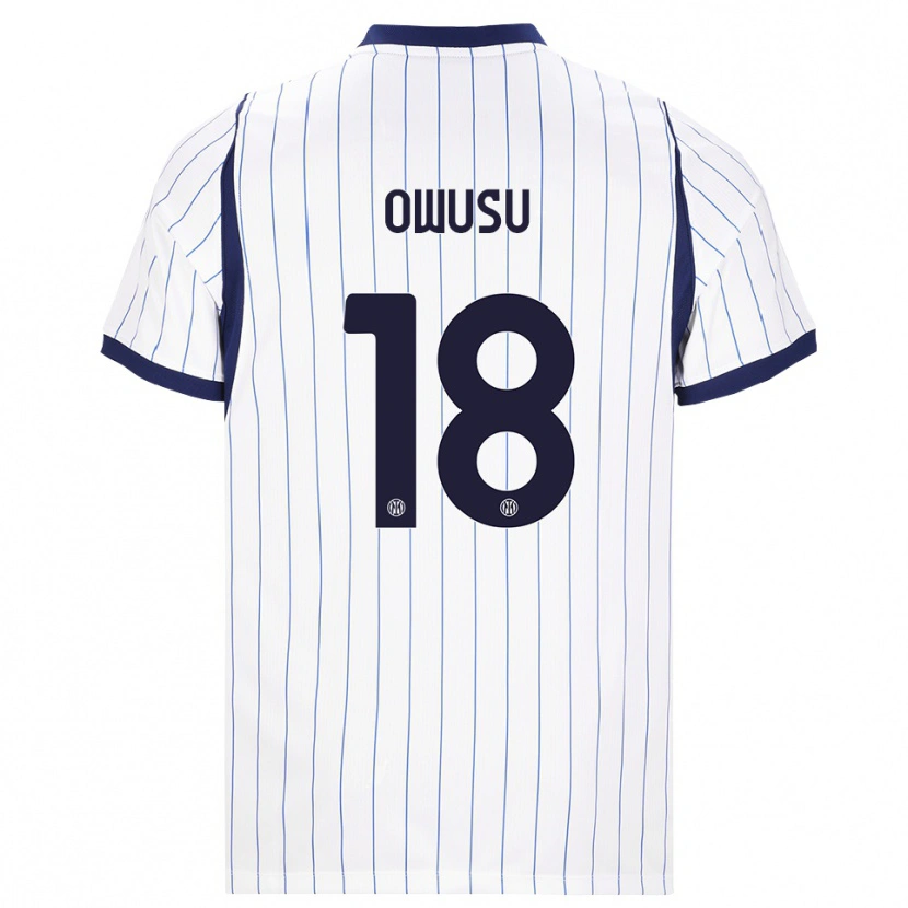 Danxen Bambino Maglia Wilberforce Owusu #18 Bianco Blu Navy Kit Gara Away 2026/27 Maglietta