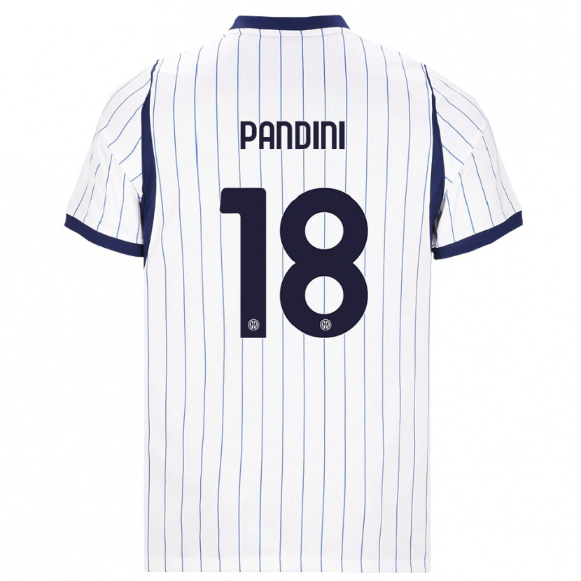 Danxen Bambino Maglia Marta Pandini #18 Bianco Blu Navy Kit Gara Away 2026/27 Maglietta