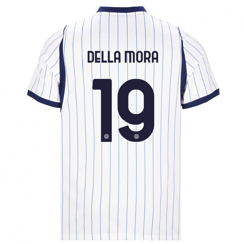 Danxen Bambino Maglia Tommaso Della Mora #19 Bianco Blu Navy Kit Gara Away 2026/27 Maglietta