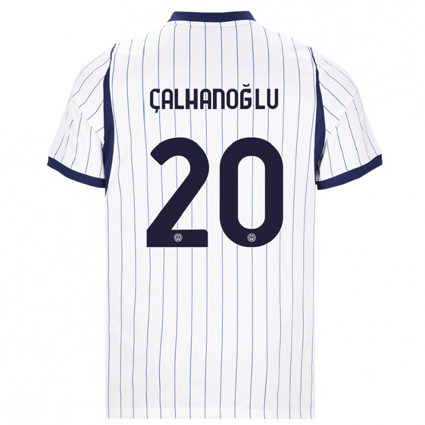 Danxen Bambino Maglia Hakan Çalhanoğlu #20 Bianco Blu Navy Kit Gara Away 2026/27 Maglietta