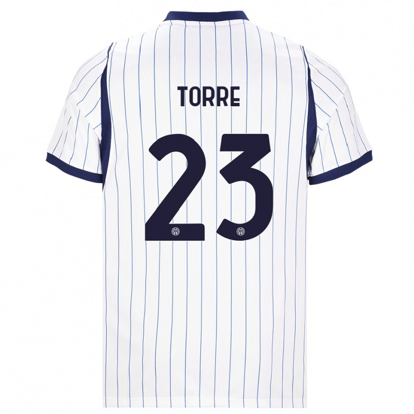 Danxen Bambino Maglia Pietro La Torre #23 Bianco Blu Navy Kit Gara Away 2026/27 Maglietta